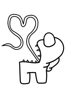 Página de Among Us para imprimir para niños : Una lengua que forma un corazón