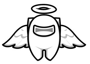 Página de Among Us para imprimir para niños : Ángel con halo