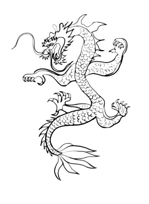 Imagen de un dragón para colorear, para el Año Nuevo chino