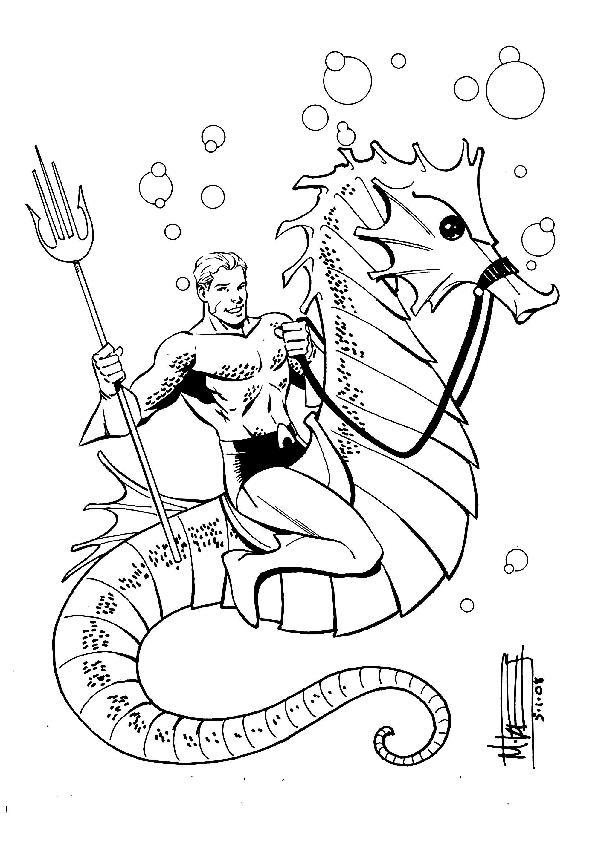 Dibujo para colorear fácil de Aquaman para niños