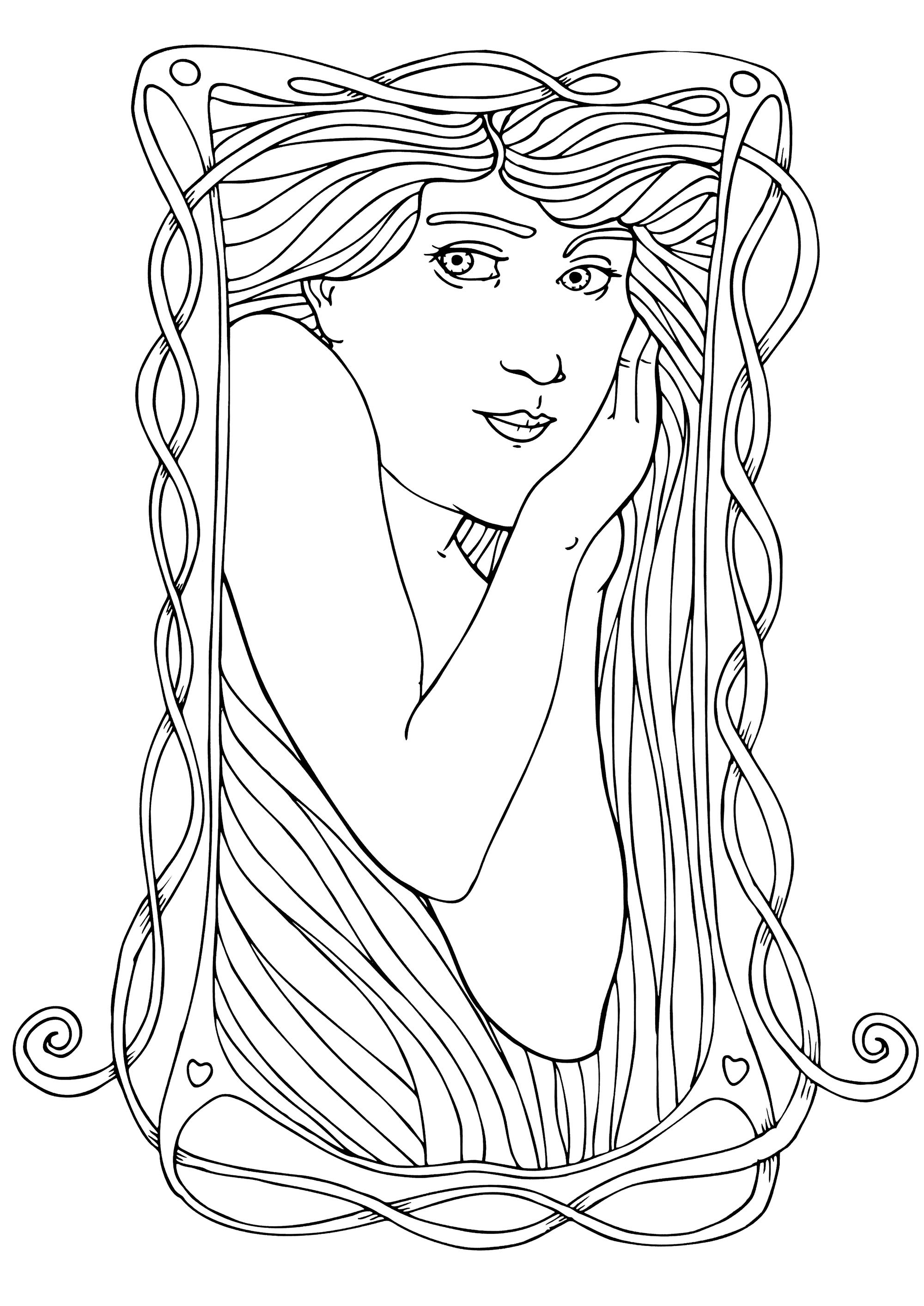 Dibujos para colorear gratis de Art Nouveau para imprimir y colorear