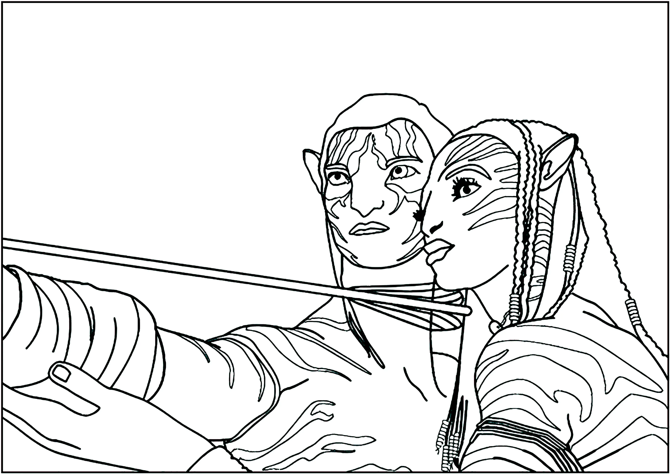 Avatar : Jake Sully y Neytiri (Página para imprimir para niños)