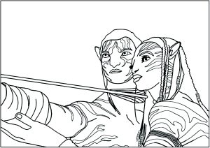 Página de para imprimir para niños : Avatar : Jake Sully y Neytiri