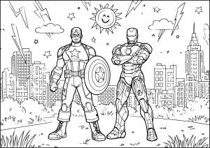 Dos Vengadores listos para la acción (Página de Avengers  para imprimir)