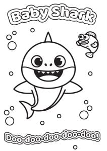 La canción Baby Shark en un libro para colorear