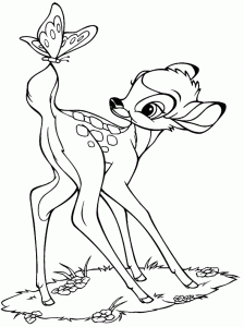 Dibujo gratis de Bambi para imprimir y colorear