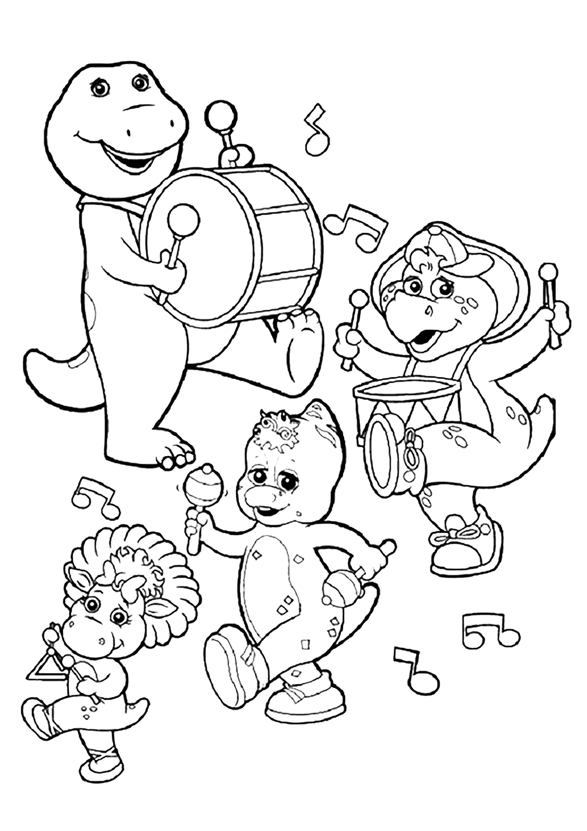 La petite fanfare (Página de Barney para imprimir para niños)