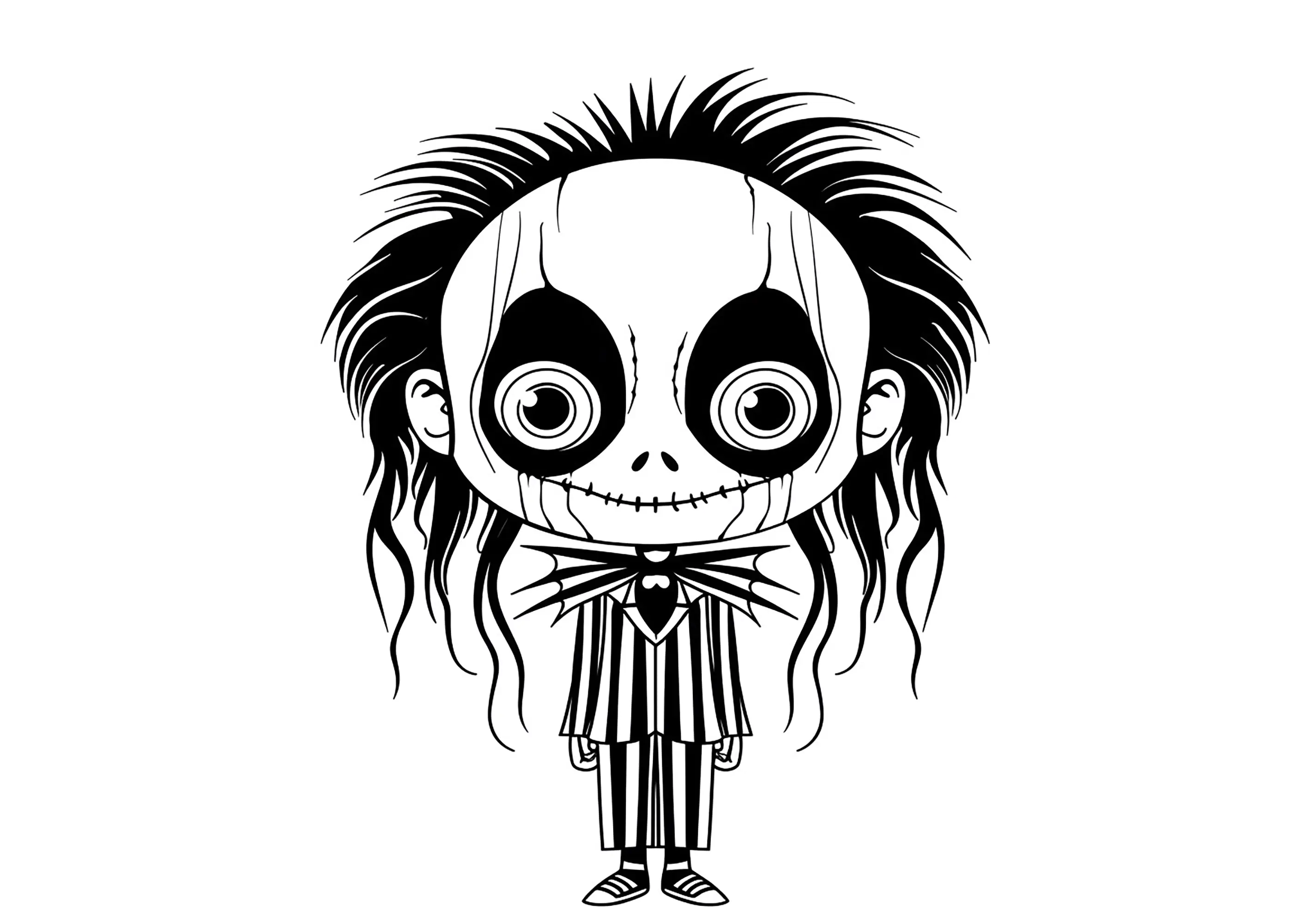 Versión kawaii de Beetlejuice (Página para imprimir para niños)