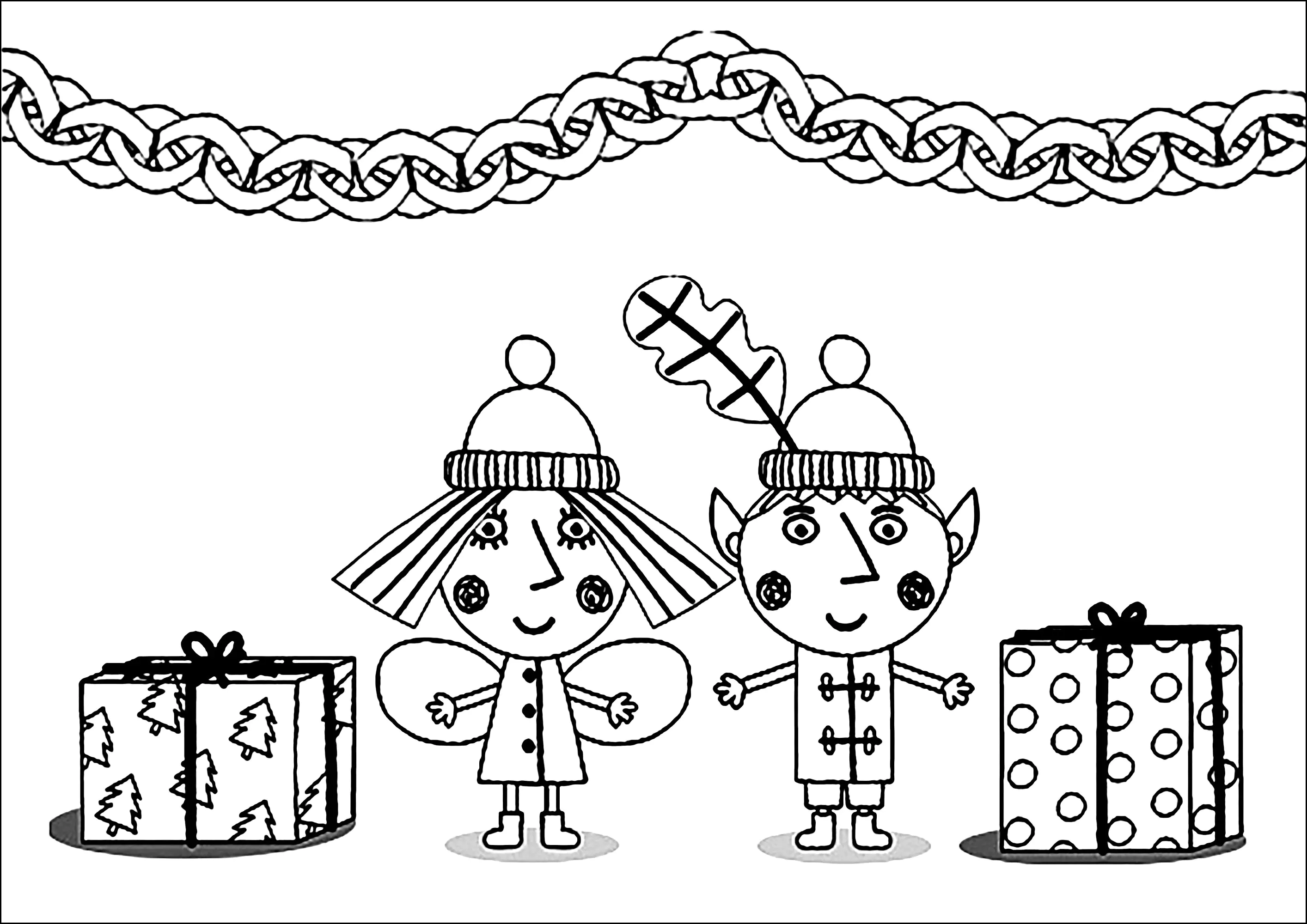 Es Navidad para Ben y Holly (Página de El pequeño reino de Ben y Holly para imprimir para niños)