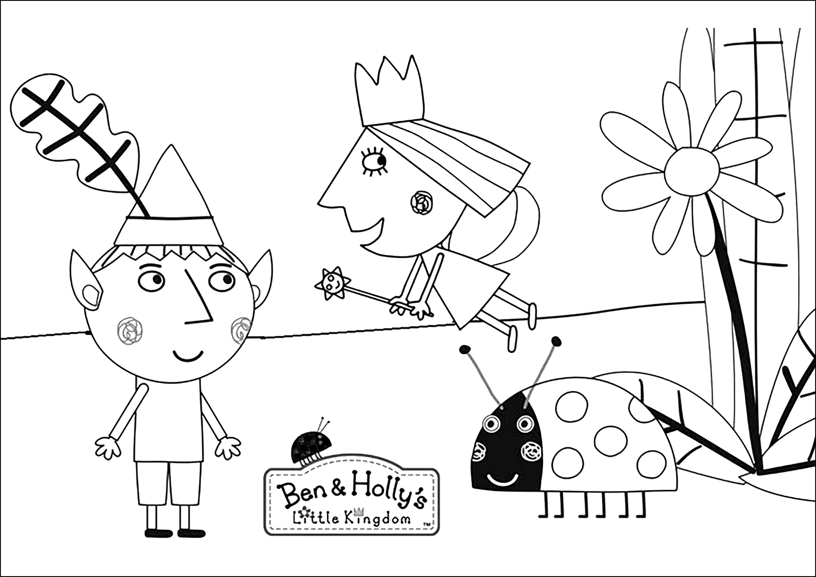 La bonita mariquita (Página de El pequeño reino de Ben y Holly para imprimir para niños)