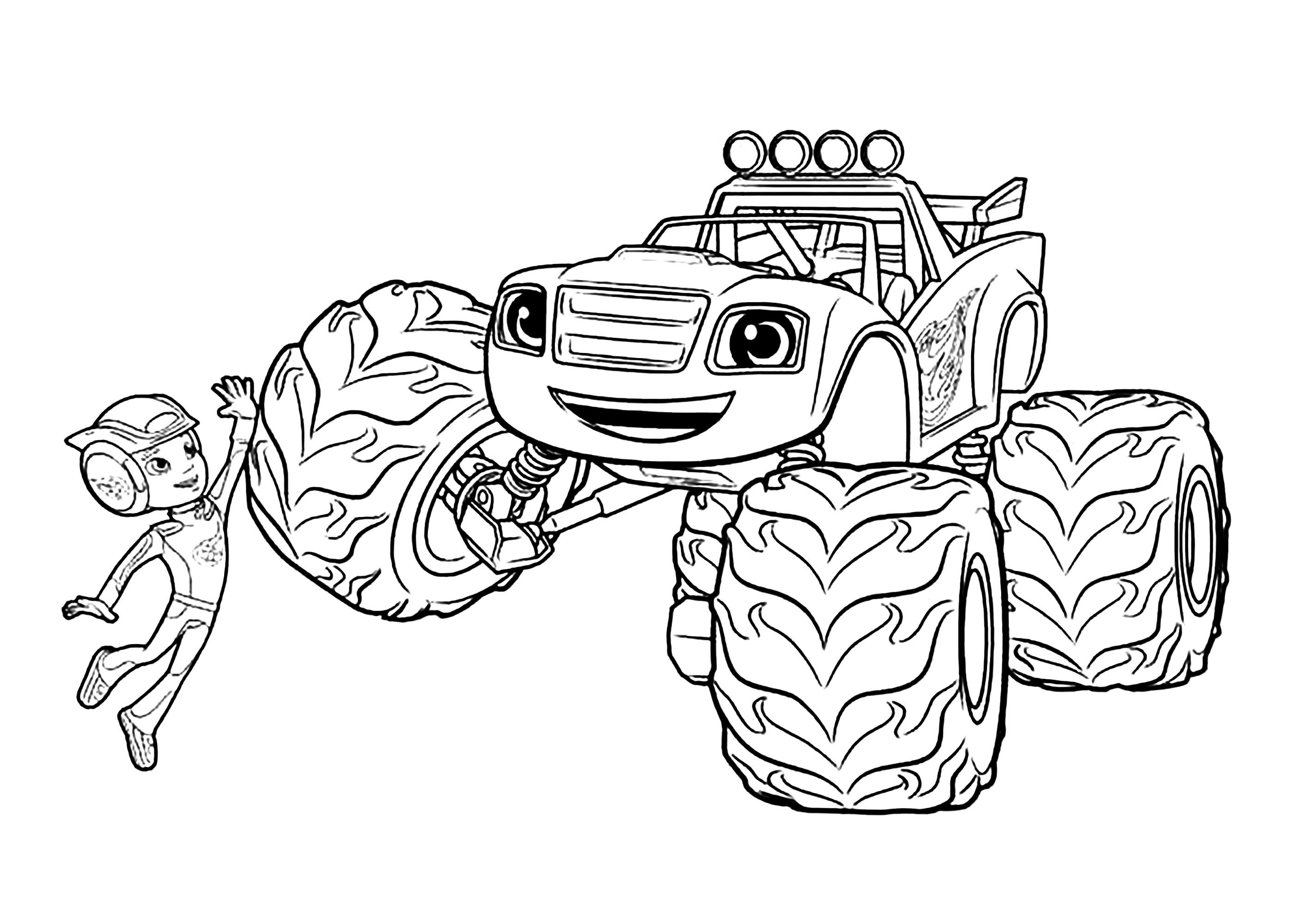 Página de Blaze y los Monster Machines para imprimir : Blaze y AJ Página de Blaze y los Monster Machines para imprimir para niños : Blaze y AJ