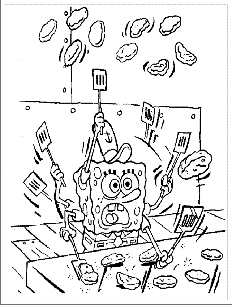 Bob cocina filetes (Página de Bob Esponja para imprimir para niños)