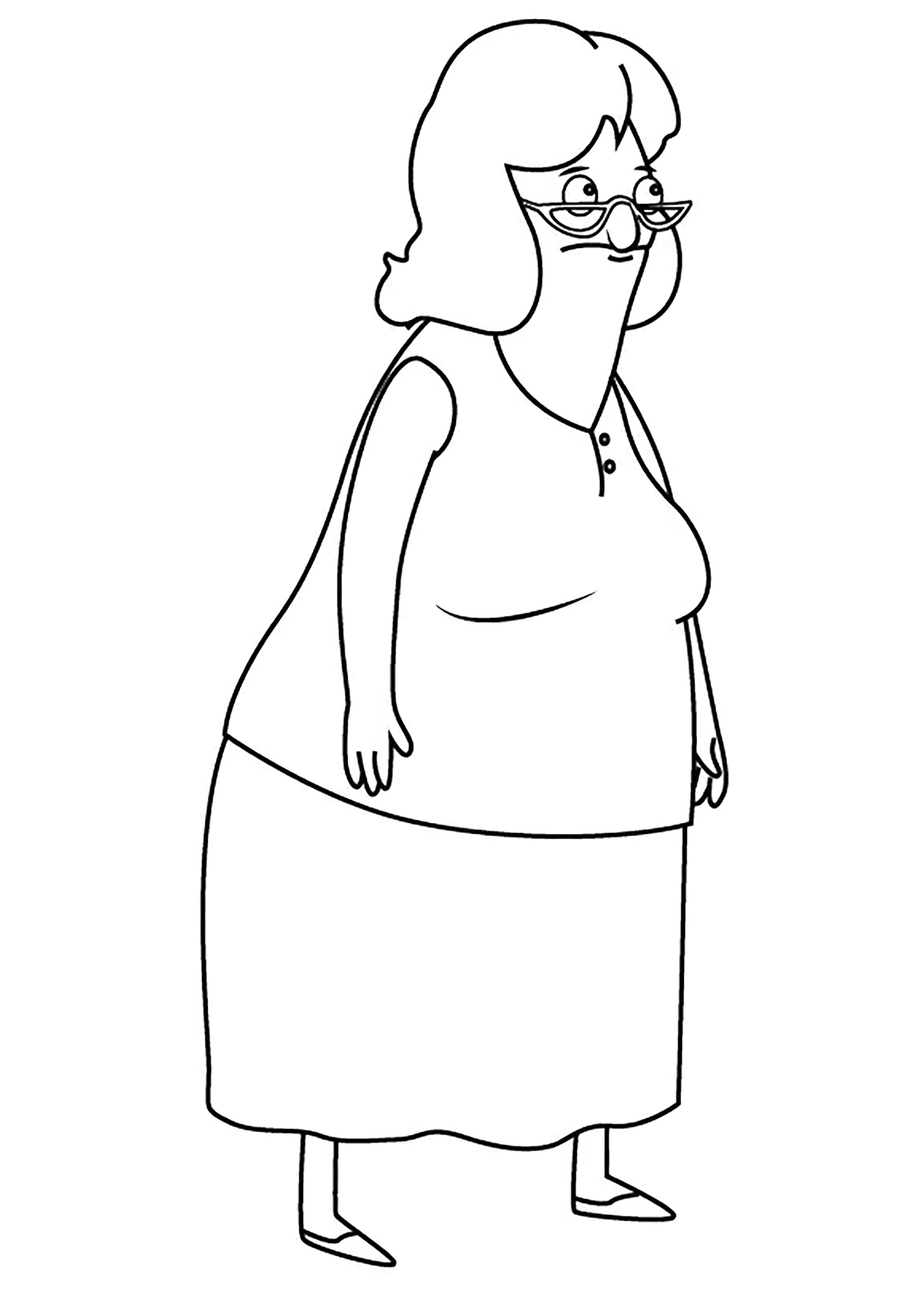 La abuela (Página de Bobs Burgers para imprimir para niños)