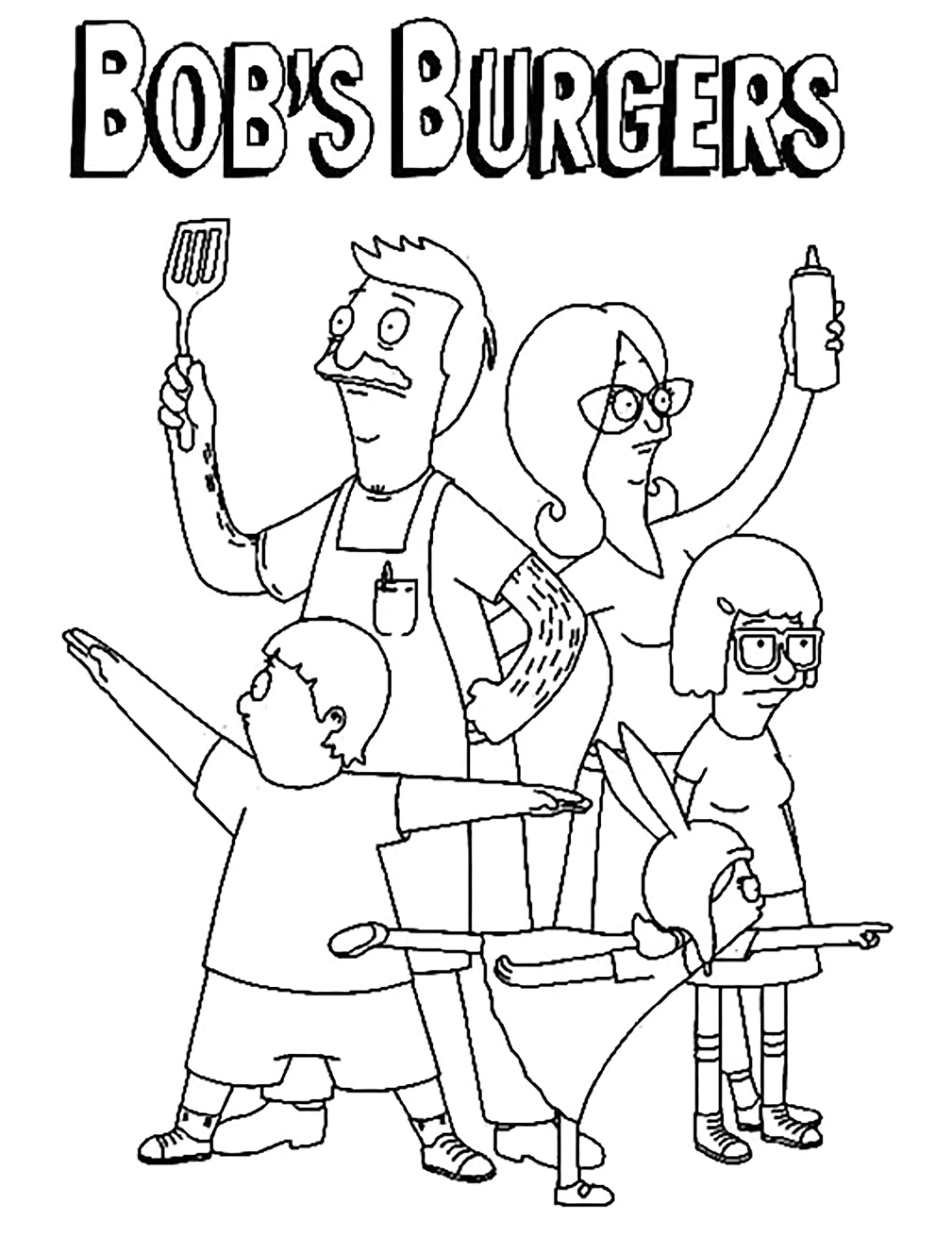 Familia Bob's Burger (Página de Bobs Burgers para imprimir para niños)