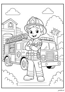 Bombero joven listo para intervenir
