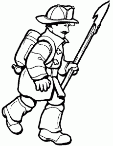 Un bombero de uniforme (Página para imprimir)