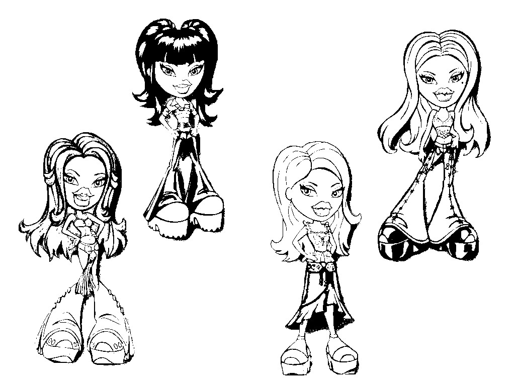 4 Bratz para imprimir y colorear