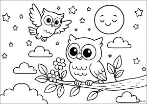 Dibujos para colorear gratis de búho para niños