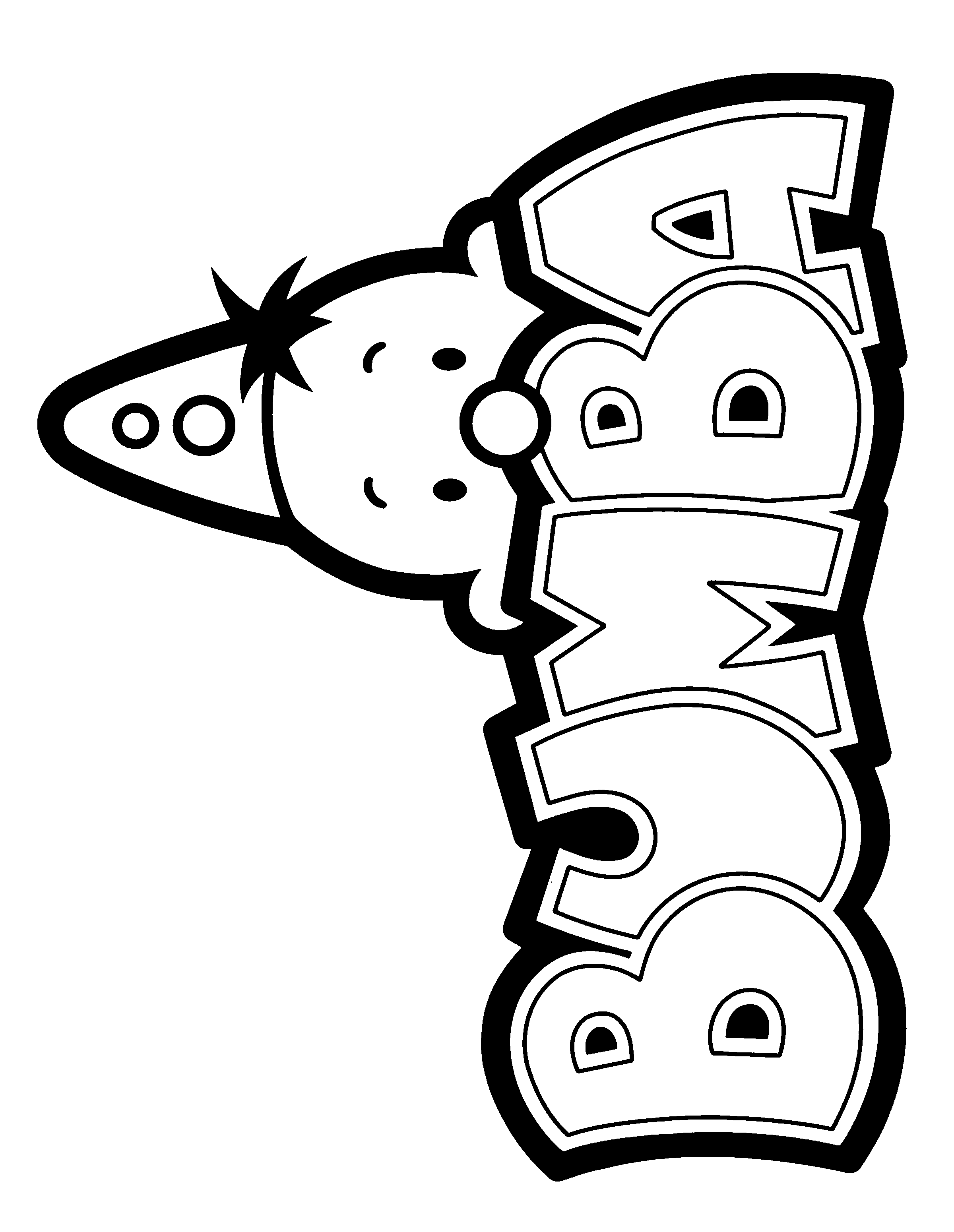 Logotipo de Bumba para colorear, con la cabecita del payaso