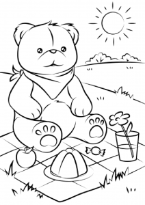 Página de Cachorros para imprimir para niños : Picnic