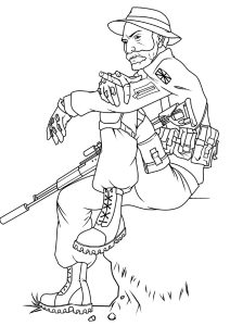 Página de Call of Duty para imprimir para niños : Soldado esperando