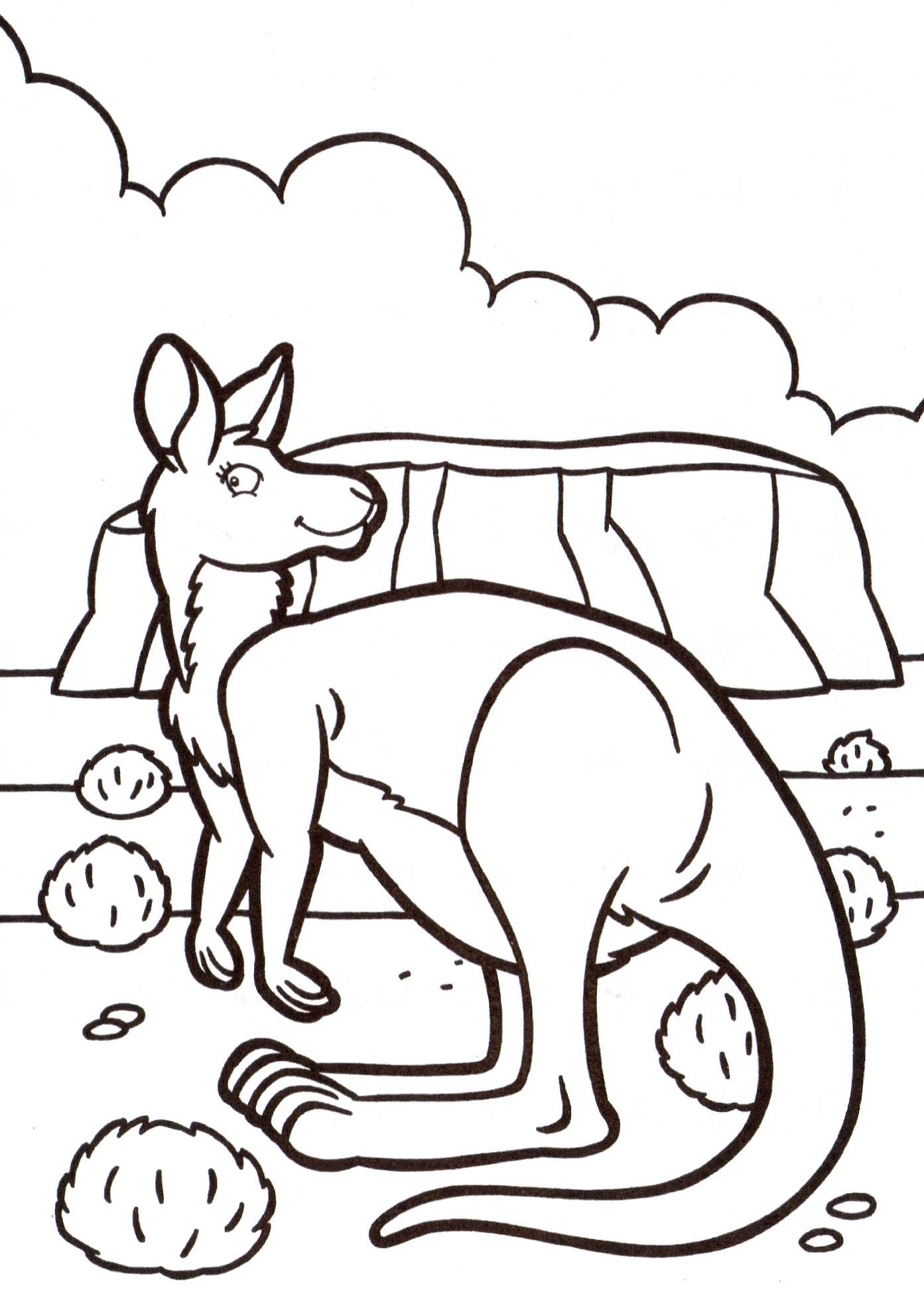 Dibujo de canguro para imprimir y colorear - Páginas de Canguros para ...