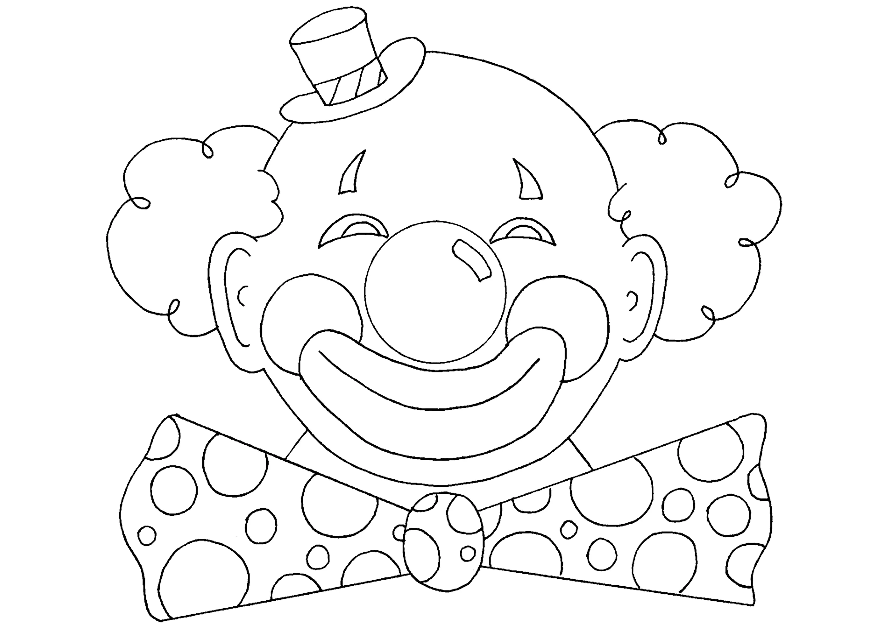 Payaso con pajarita (Página de Circo para imprimir para niños)