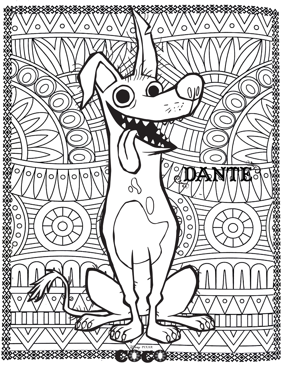 Dibujo para colorear de Coco para niños (Disney / Pixar) : Dante