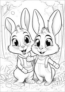 Dos pequeños Conejos en el bosque   2