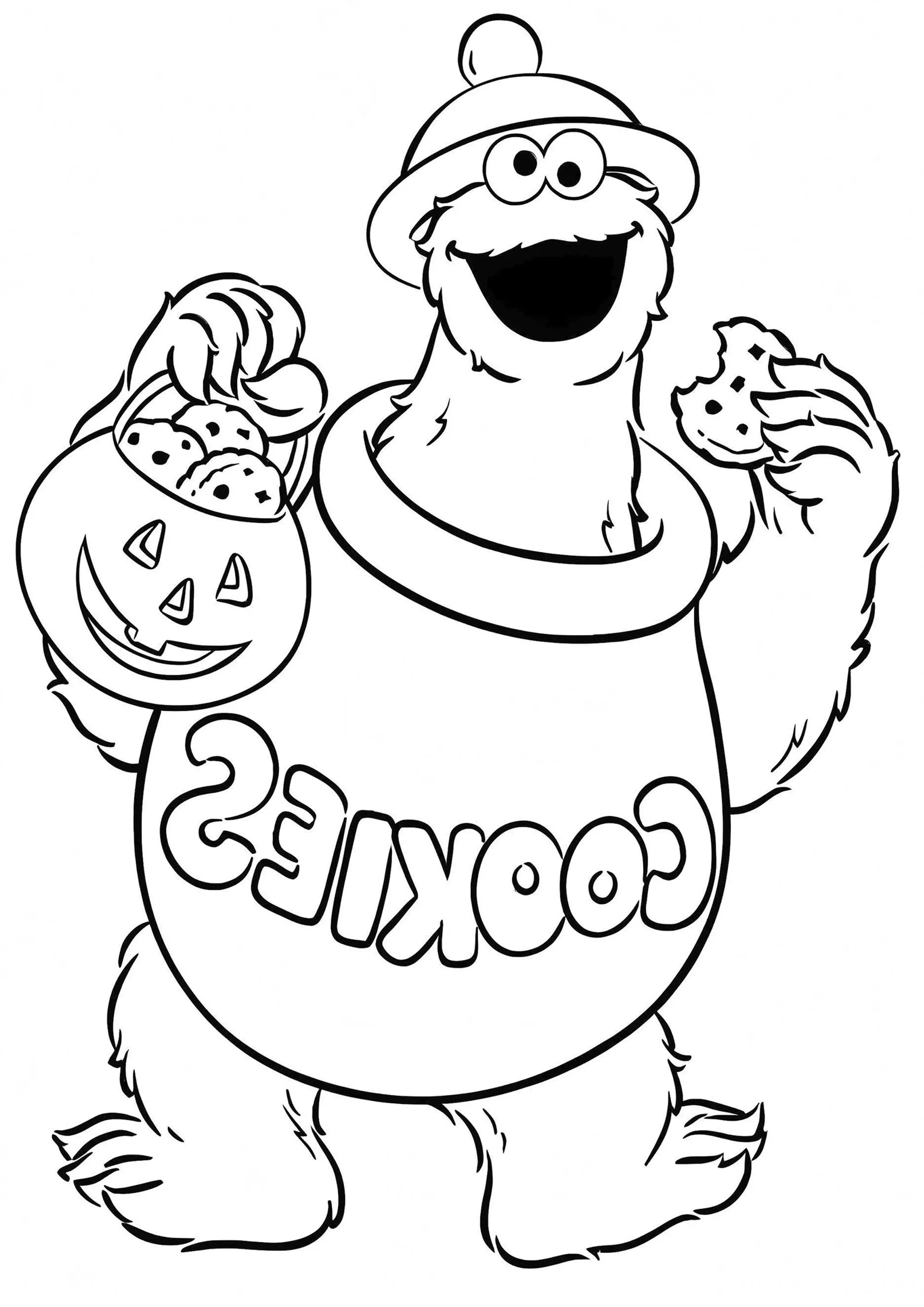 El monstruo de las galletas : Halloween (Página de Cookie Monster para imprimir para niños)