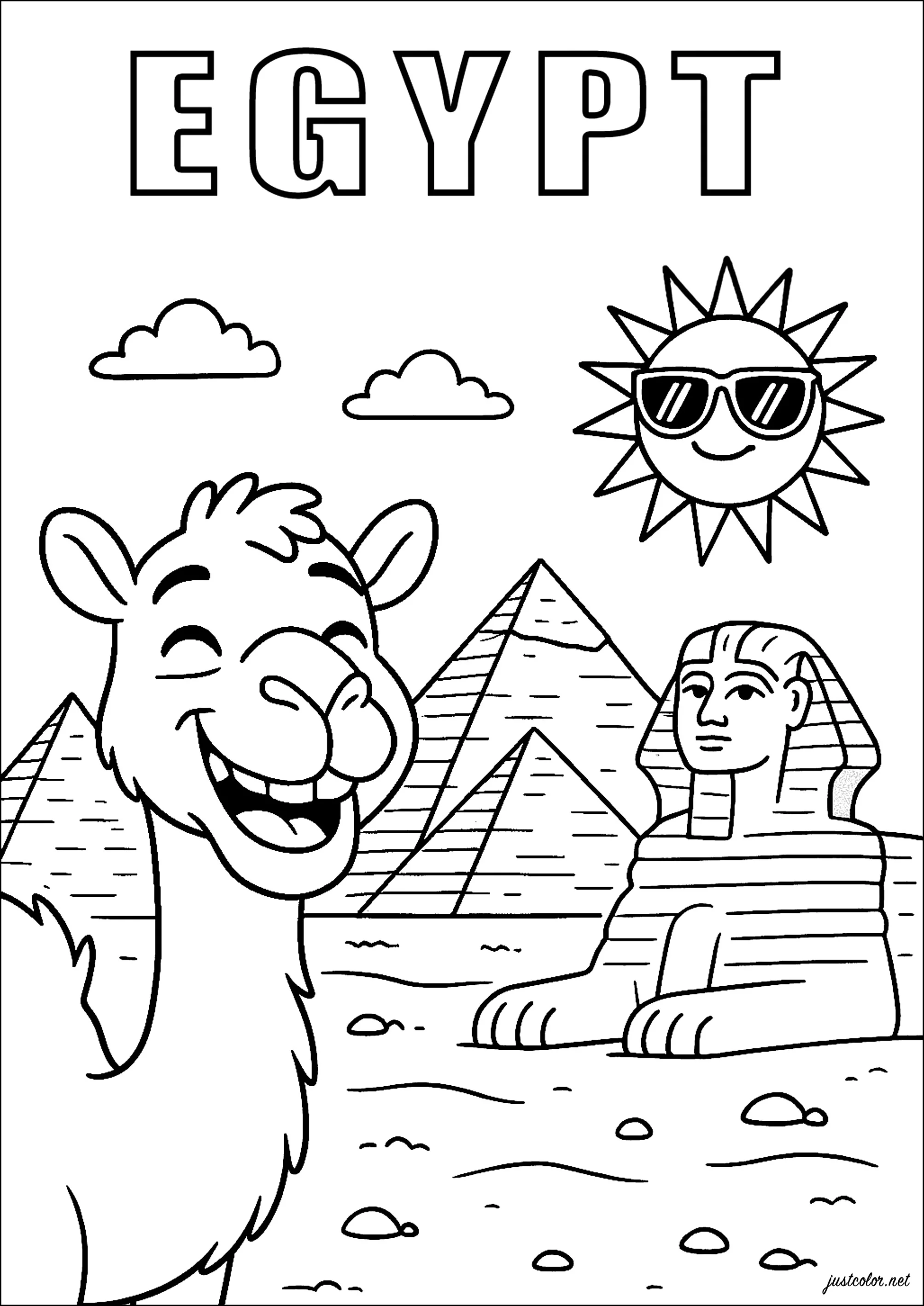 Aventura en el soleado Egipto (Página de Country para imprimir para niños)