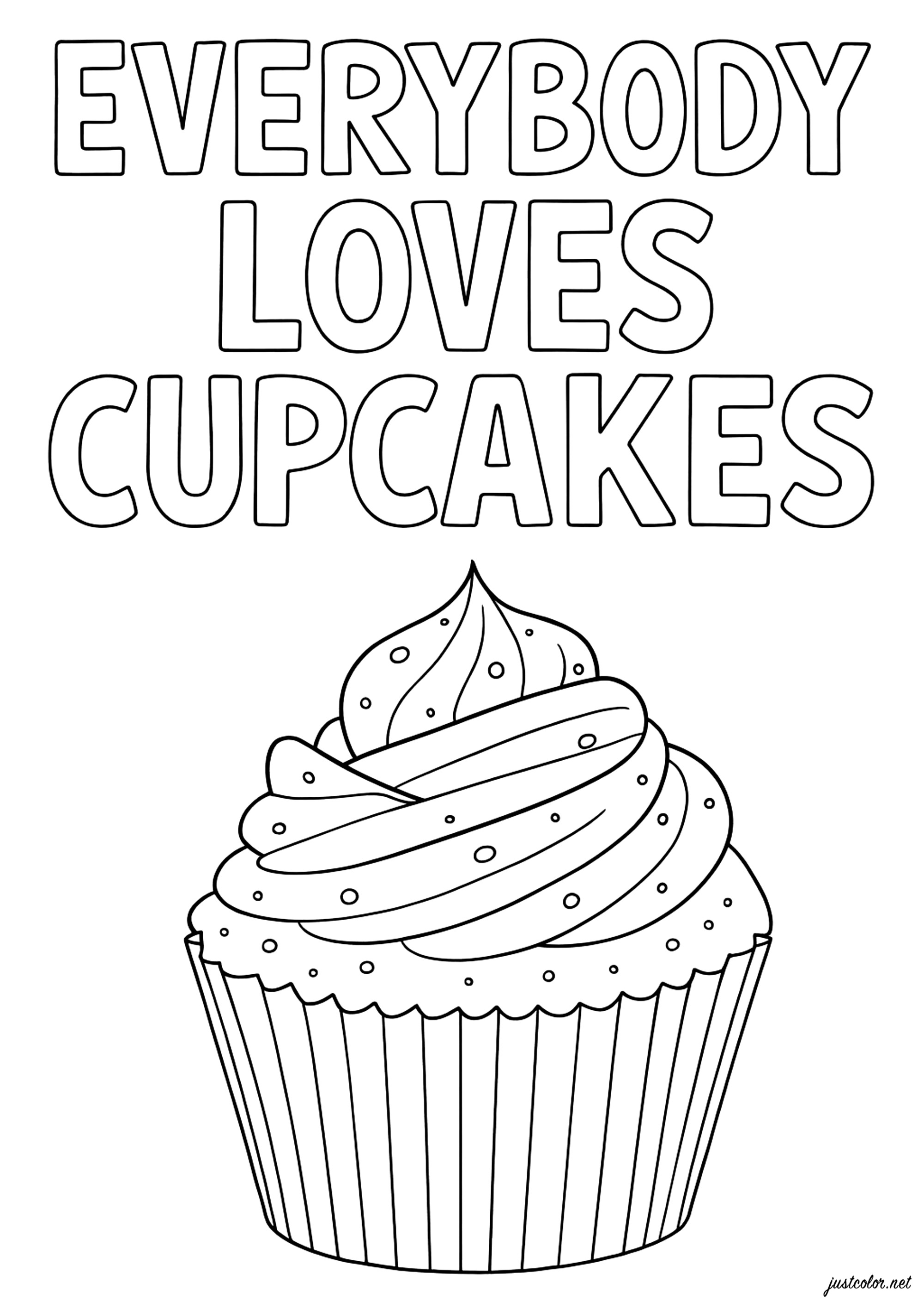 Delicia dulce con un bonito glaseado (Página de Cupcakes y pasteles para imprimir para niños)