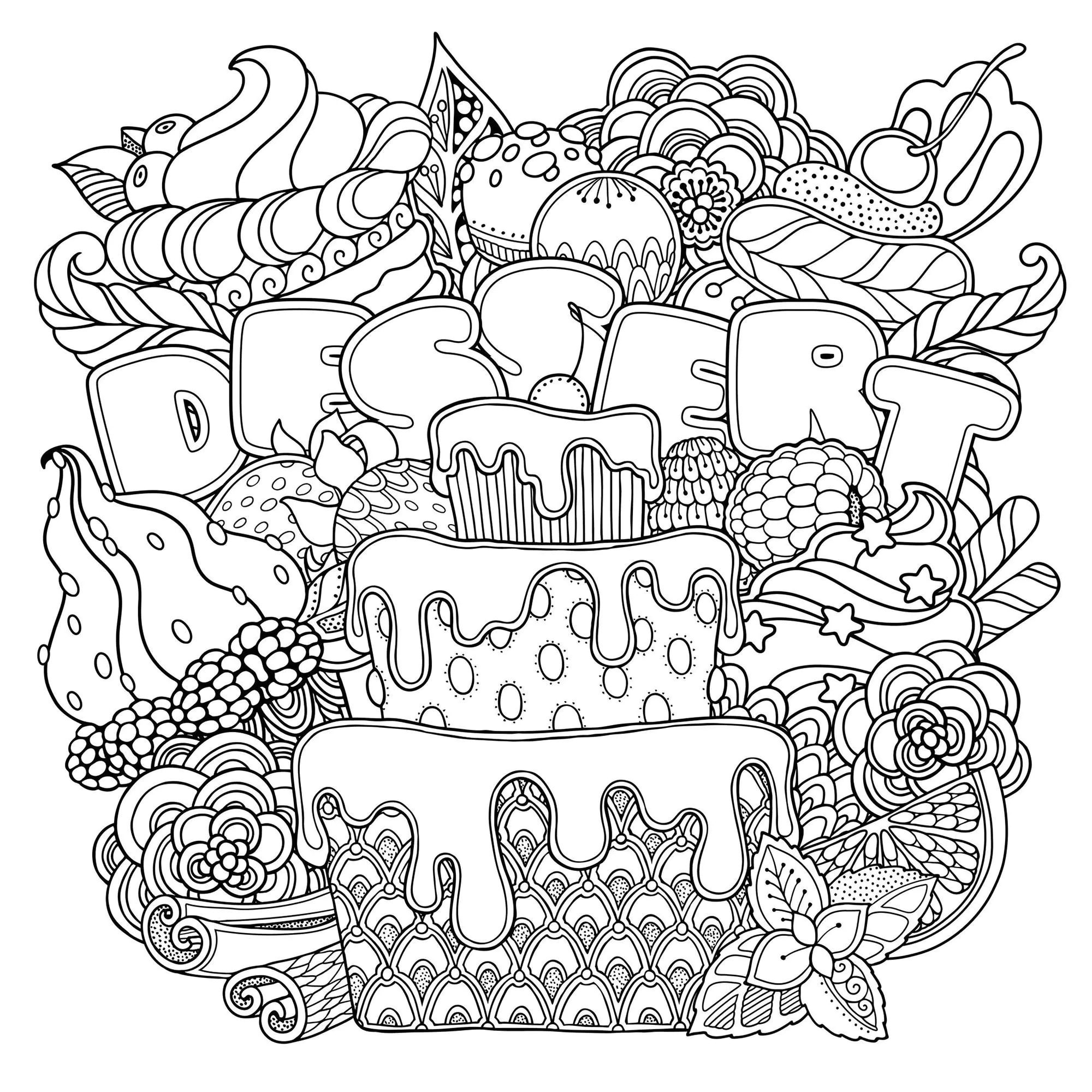 Postres Animados Para Colorear