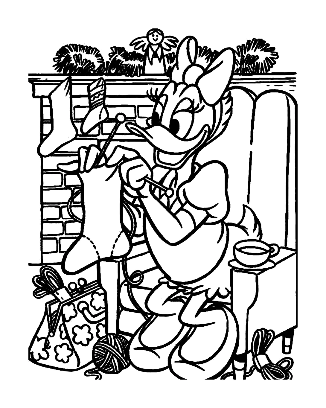Daisy descubre sus regalos de Navidad (Página para imprimir para niños)