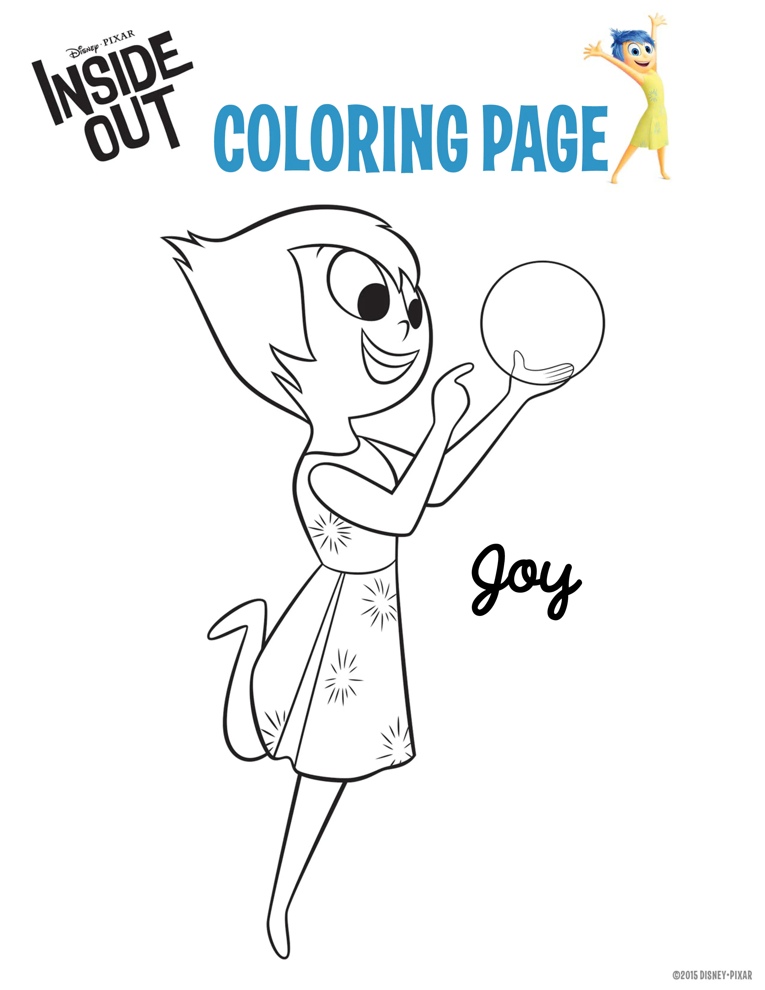 Del Revés (Del revés) : Joy (Página de Del Revés (Inside out) para imprimir para niños)