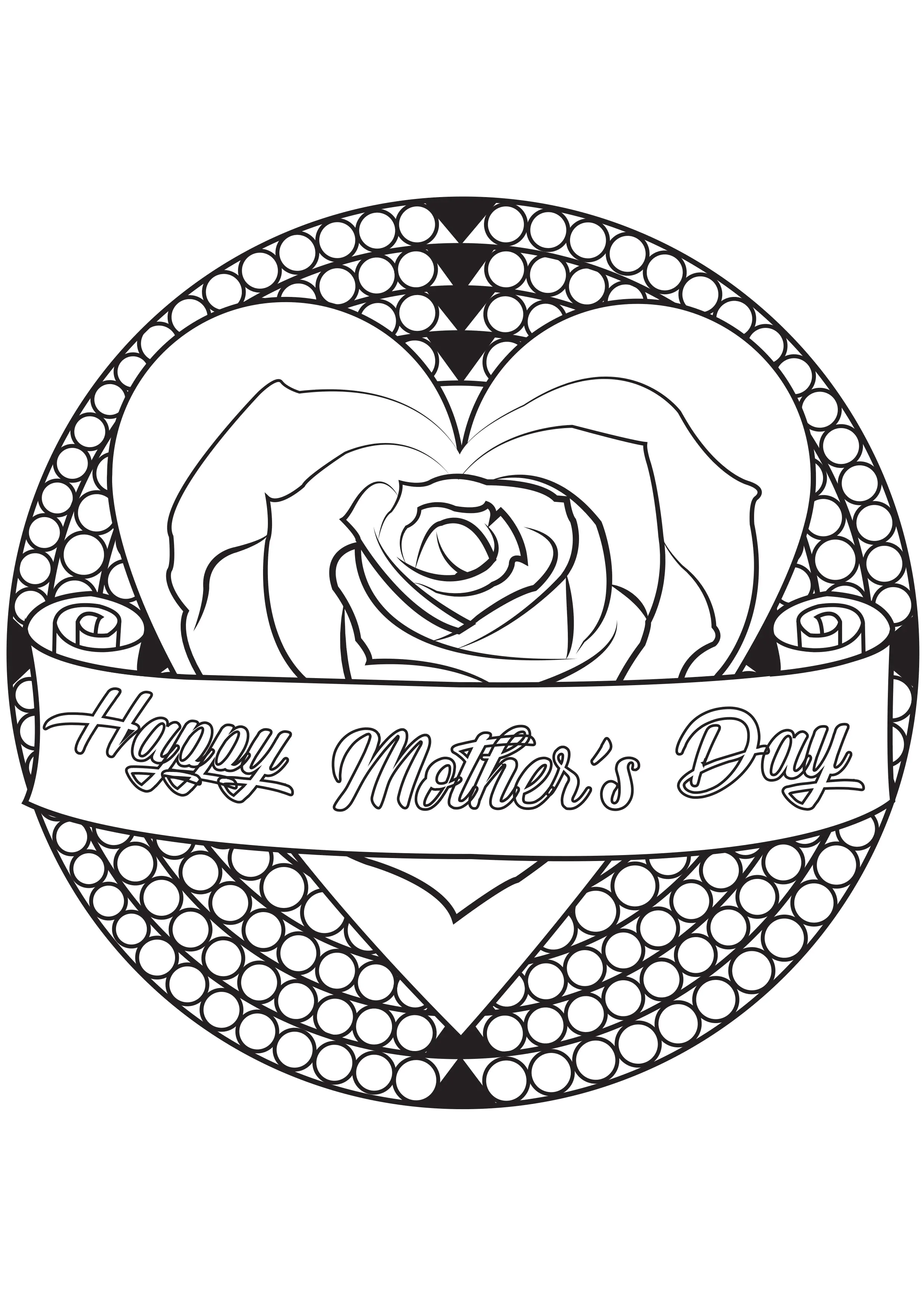 Mandala Día de la Madre (Página para imprimir para niños)