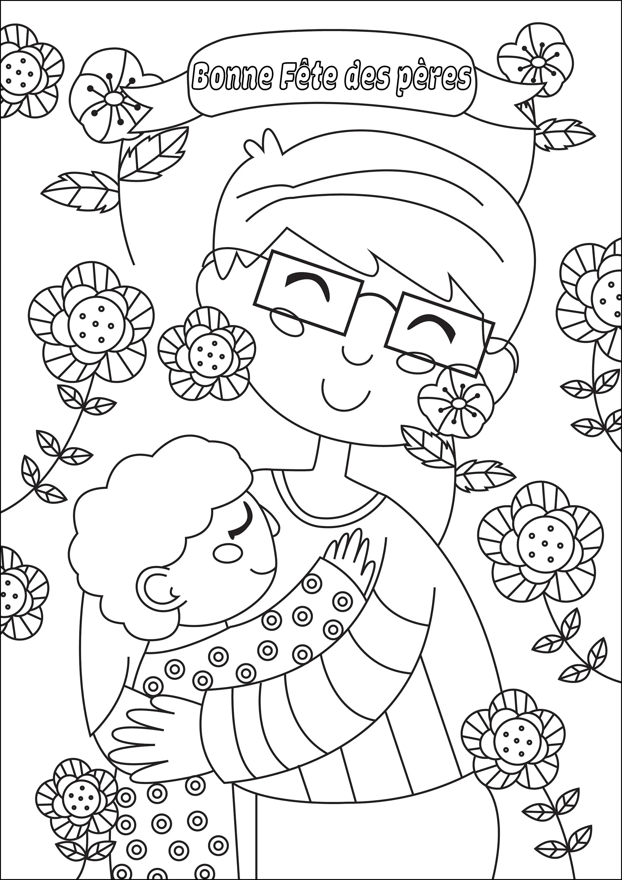 Bonito dibujo para el Día del Padre (Página para imprimir para niños)