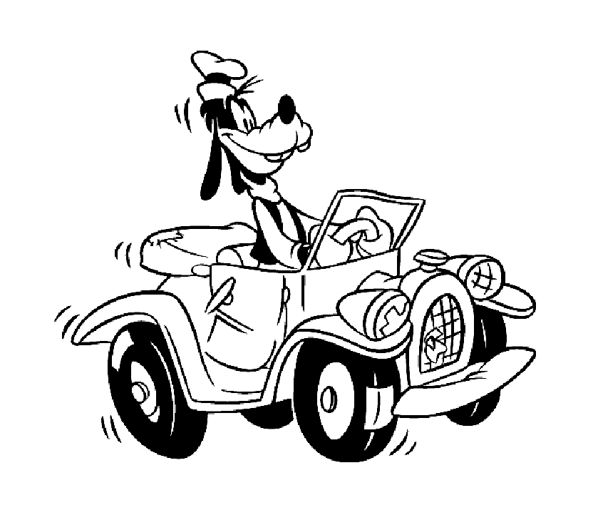 Bonito coche Goofy para colorear