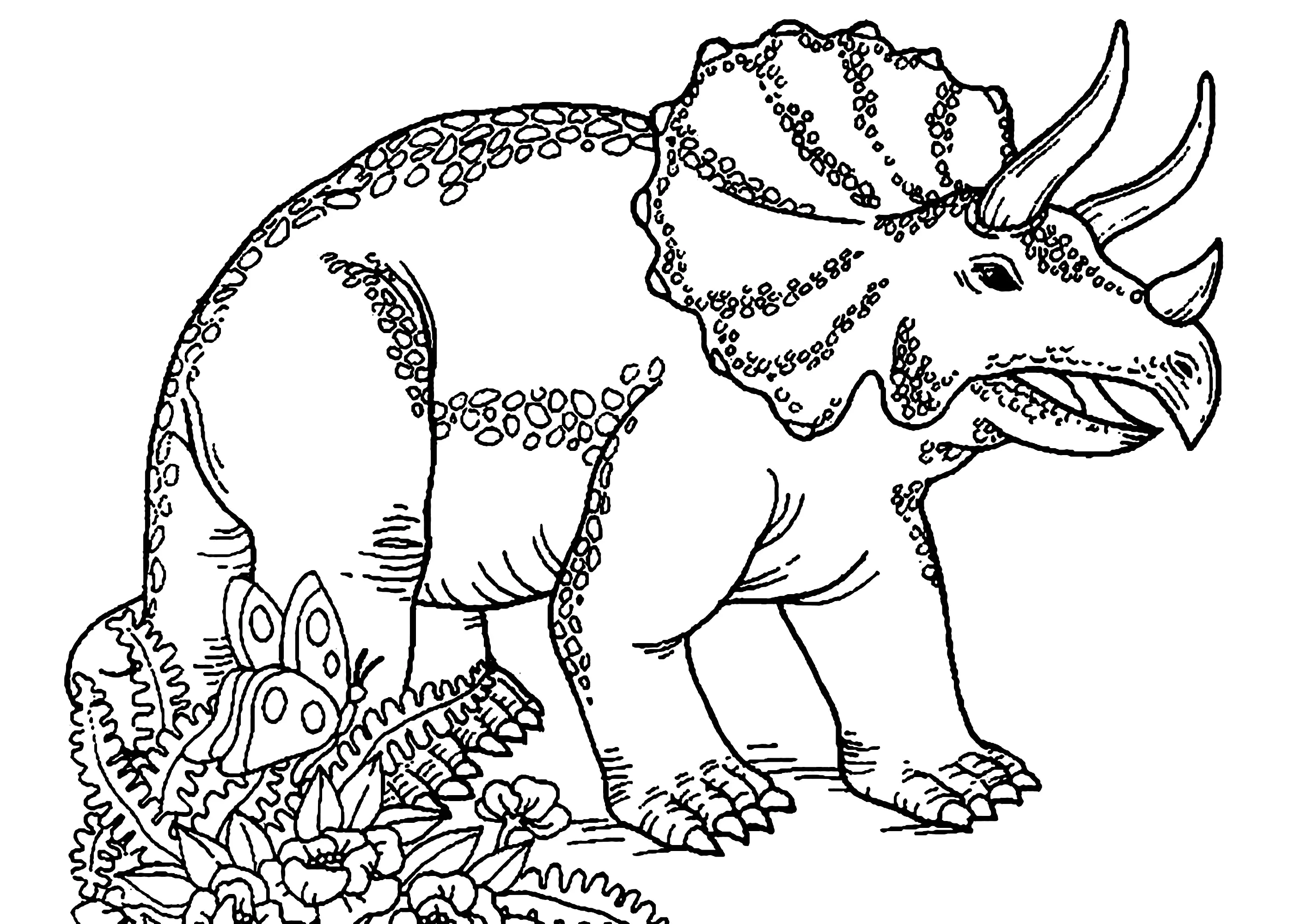 Triceratops (Página de Dinosaurios para imprimir para niños)