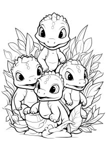 Cuatro bebés dinosaurios