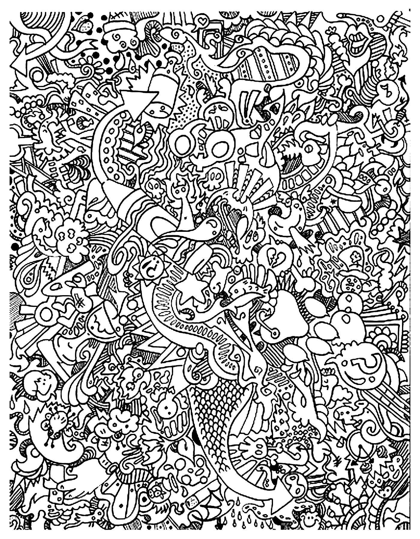 Increíble Dibujos para colorear gratis de Doodle Art para descargar