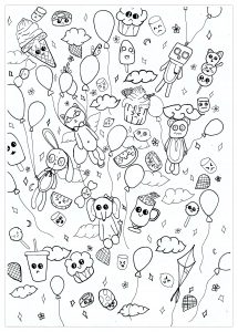¡Vamos a celebrar una fiesta! (Página de Doodle Art  para imprimir)