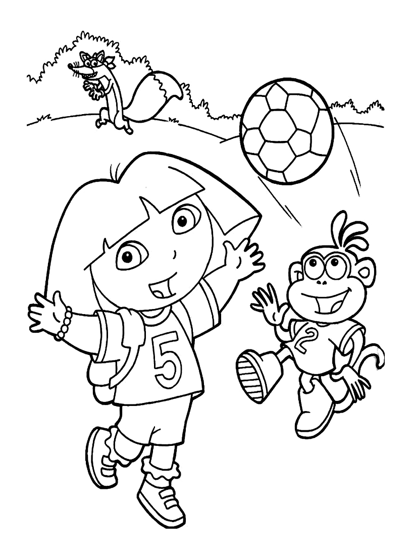 Fútbol para Dora con Babouche, ¡que corren el riesgo de que les roben el balón!