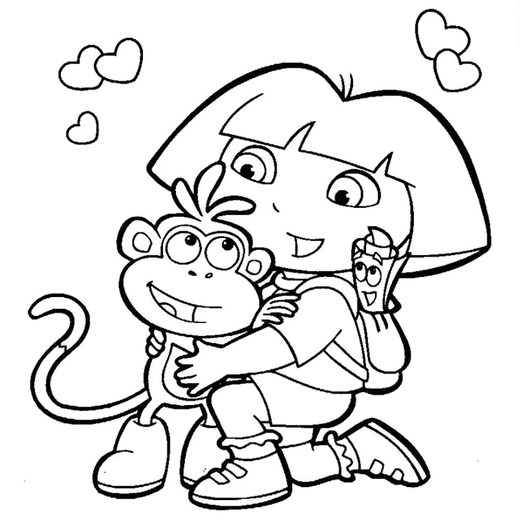 Páginas para colorear de Dora la Exploradora para niños (Dora, la exploradora)