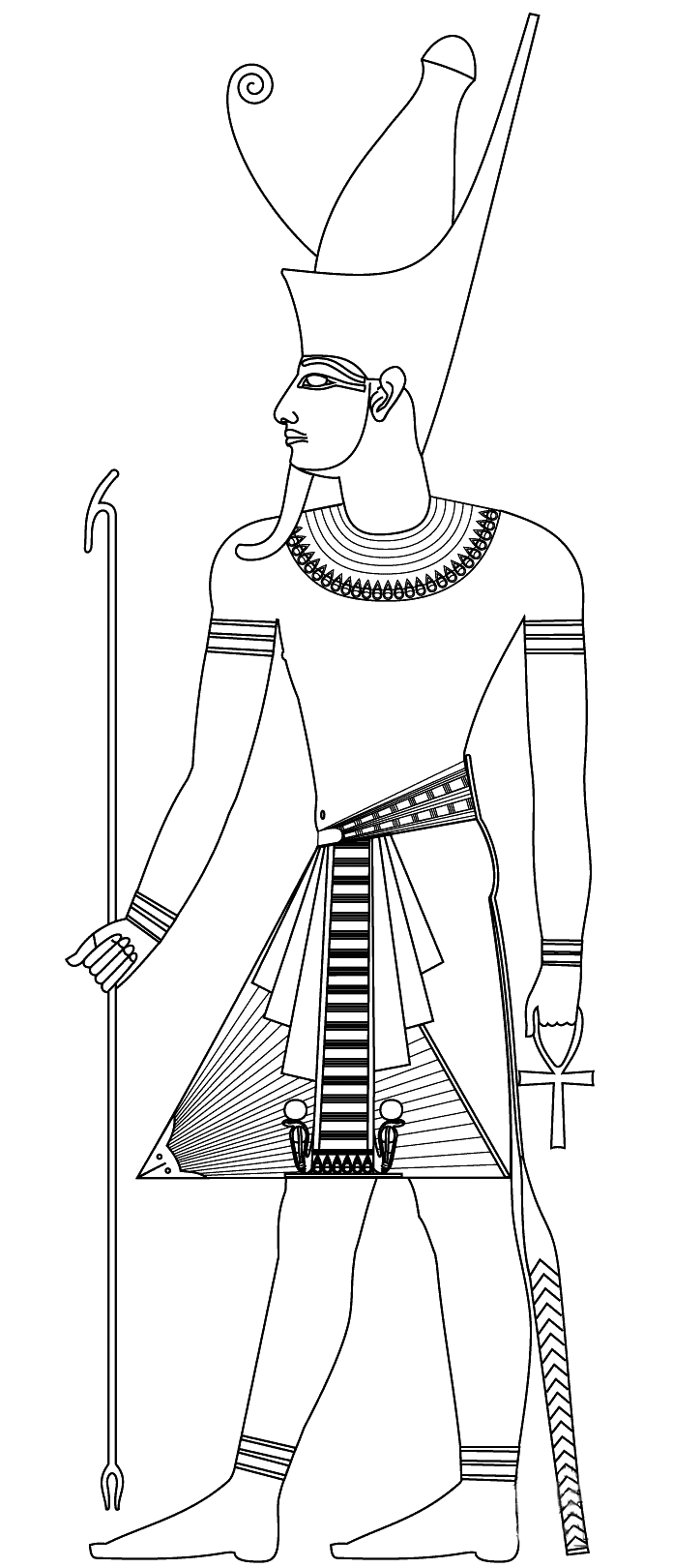 Faraón con doble corona (Página de Egipto para imprimir para niños)