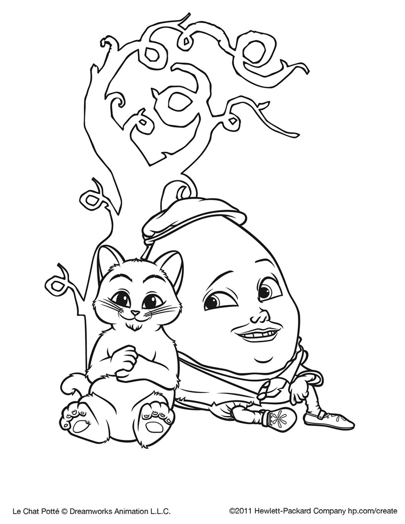 Dibujo de El Gato con Botas para descargar e imprimir para niños