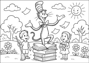 Lectura (Página de El gato en el sombrero  para imprimir)