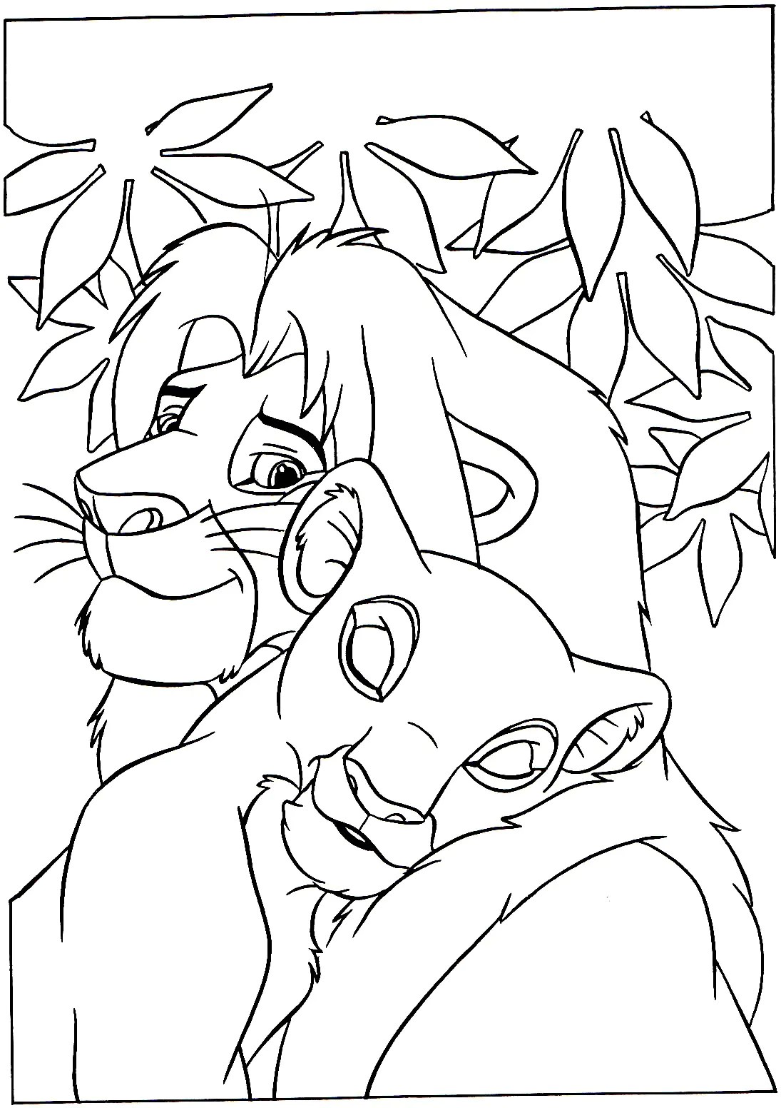 Mufasa y Sarabi (Página de El rey León para imprimir para niños)