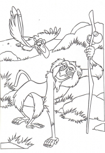 Página de El rey León para imprimir para niños : Rafiki, el mono viejo