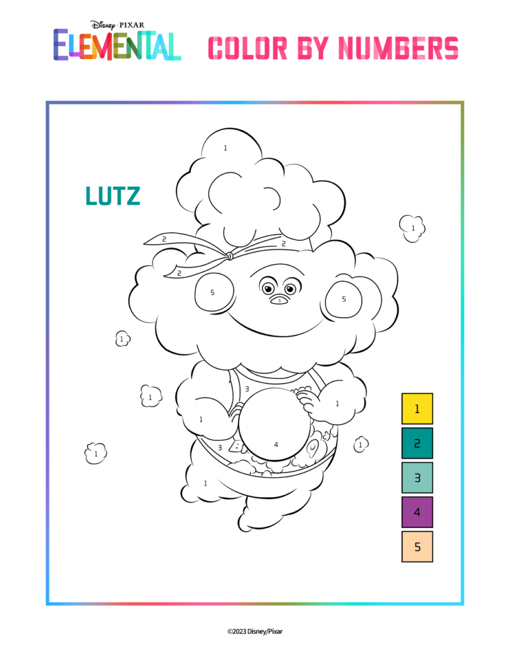 Elemental : Coloración mágica - Lutz (Página para imprimir para niños)